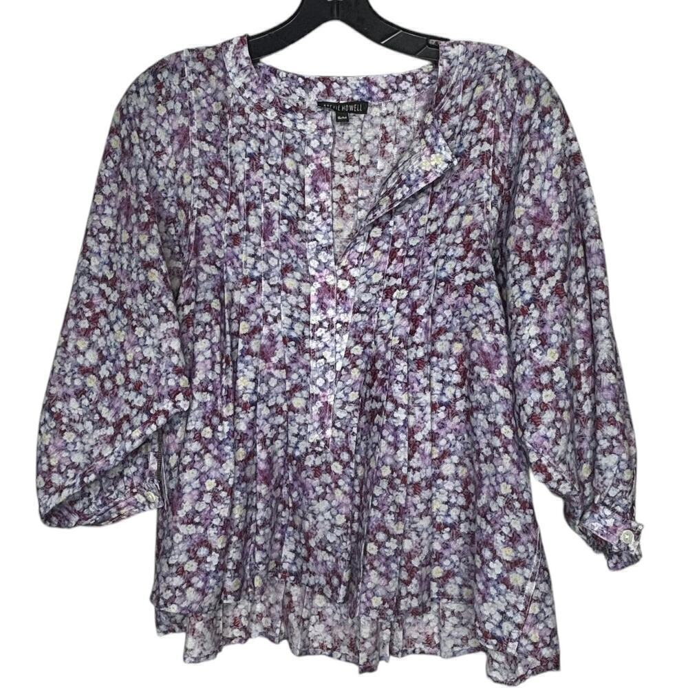 Stevie Howell Girly Floral Lightweight Floral Cottage Coastal Blouse Size S/M